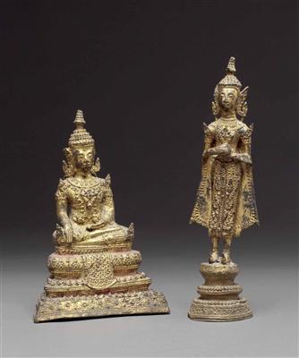 2 asiatische Tempelfiguren, Thailand, 20. Jhdt. - Um?ní, starožitnosti, šperky