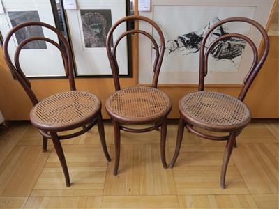 3 Buchenbugholzsessel der Firma Thonet um 1900 - Kunst, Antiquitäten und Schmuck