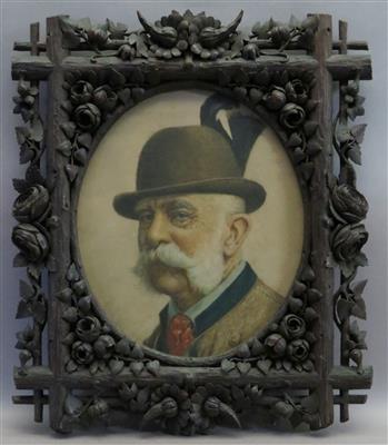 Porträt Kaiser Franz Joseph in Jagdkleidung - Umění, starožitnosti, šperky