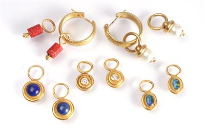 Paar Ohrringe mit 5 Paar Zusatzanhängern - Antiques, art and jewellery