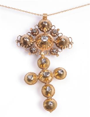 Diamantrautenanhänger an Fassonhalskette - Umění, starožitnosti, šperky