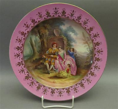 Bild-Teller "Familienidylle im Park", Meissen, 19. Jhdt. - Antiques, art and jewellery