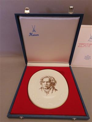 In Memoriam Ludwig van Beethoven, Meißen Porzellan-Bildnisplakette, DDR 1978 - Kunst, Antiquitäten und Schmuck