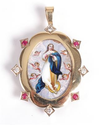 Brillantangehänge mit Madonnenbildnis - Arte, antiquariato e gioielli