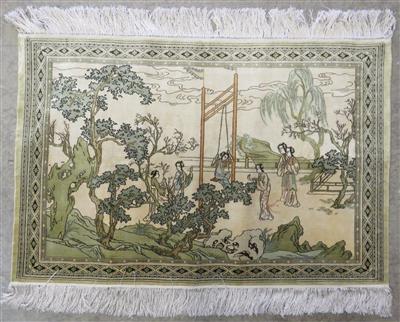 Seidenteppich ca. 61 x 91 cm, China, neuzeitlich - Kunst, Antiquitäten und Schmuck