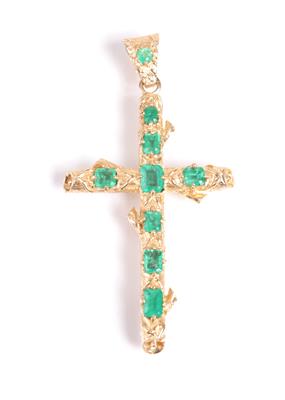 Smaragdkreuzanhänger - Kunst, Antiquitäten und Schmuck