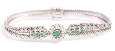 Brillant-Smaragdarmkette - Antiques, art and jewellery