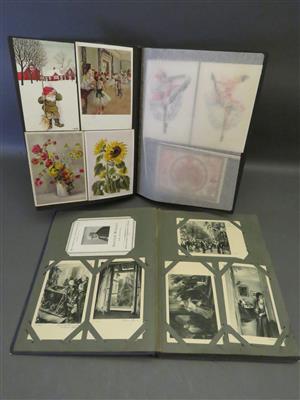 Zwei Postkarten-Sammelalben, 1. Hälfte 20. Jhdt. - Kunst, Antiquitäten und Schmuck