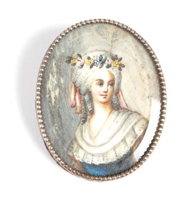 Brosche mit Miniaturmalerei - Antiques, art and jewellery