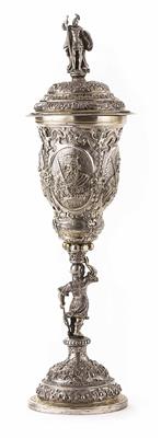 Historismus-Prunk-Deckelpokal mit Fürstenporträts, Deutsch um 1880 - Kunst, Antiquitäten und Schmuck