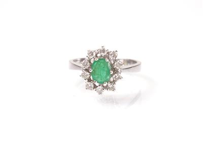 Diamant Brillant Smaragdring - Kunst, Antiquitäten und Schmuck
