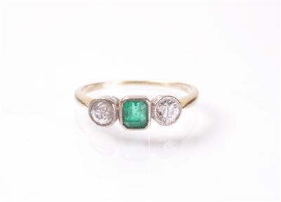 Altschliffdiamant Smaragdring - Umění, starožitnosti, šperky