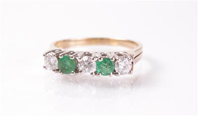 Brillant Smaragdring zus. ca.0,50 ct - Antiques, art and jewellery