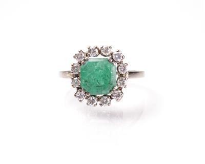 Smaragd-Brillantring - Arte, antiquariato e gioielli