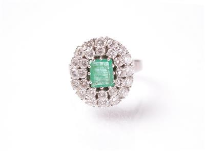 Brillant-Smaragddamenring - Umění, starožitnosti, šperky