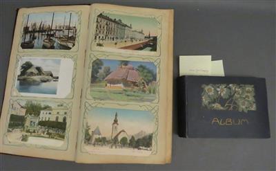 Zwei Postkarten-Sammelalben, 1. Drittel 20. Jahrhundert - Kunst, Antiquitäten und Schmuck
