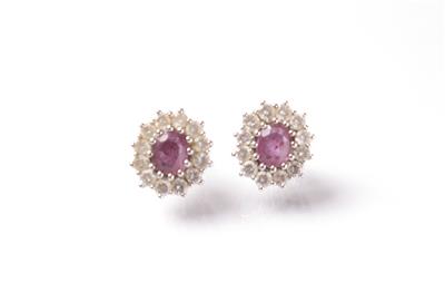 2 Diamant Rubinohrstecker zus. ca. 0,70 ct - Arte, antiquariato e gioielli