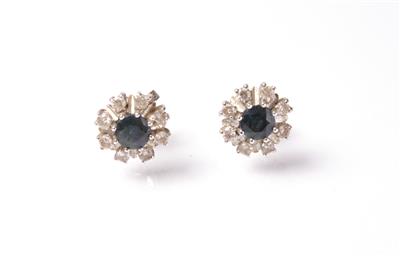 2 Diamant Saphirohrstecker zus. ca. 0,50 ct - Antiques, art and jewellery