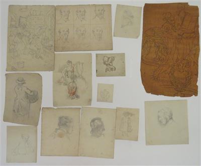 Konvolut von 13 Zeichnungen des späten 18. und 19. Jahrhunderts - Antiques, art and jewellery
