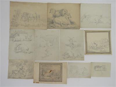 Konvolut von elf Zeichnungen, vornehmlich 19. Jahrhundert - Umění, starožitnosti, šperky