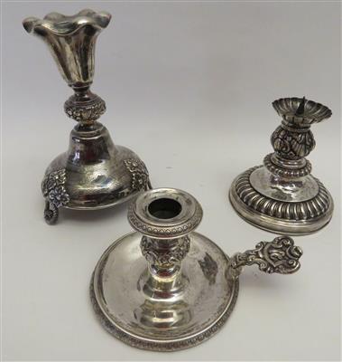 Drei verschiedene Silber-Leuhter - Arte, antiquariato e gioielli