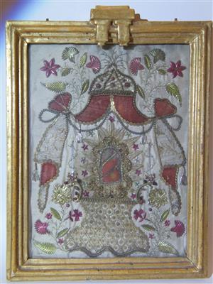 Klosterarbeit - Reliquienbild, 18. Jahrhundert - Umění, starožitnosti, šperky