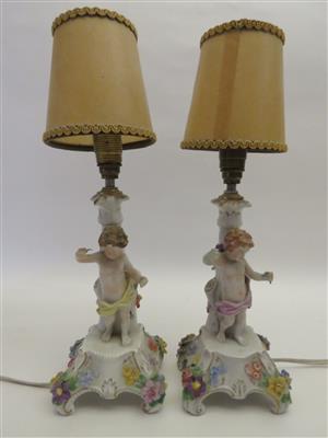 Zwei Nachttischlampen mit Puttofiguren - Arte, antiquariato e gioielli