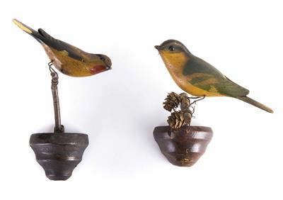 Zwei Viechtauer Singvögel, 19. Jahrhundert - Kunst, Antiquitäten und Schmuck