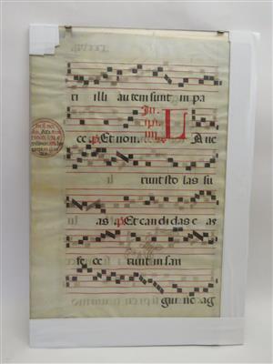 Blatt aus einem Meß-Antiphonar (Graduale), 16. Jahrhundert - Schmuck, Kunst und Antiquitäten