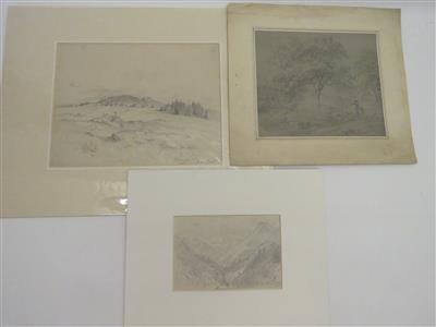 Konvolut von 3 Zeichnungen, 2. Hälfte 19. Jahrhundert - Gioielli, arte e antiquariato