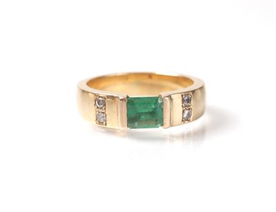Brillant-Smaragdring - Jewellery, antiques and art