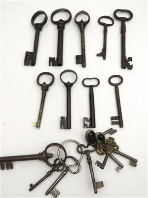 Konvolut Schlüssel, 17. bis 20. Jahrhundert: - Schmuck, Kunst und Antiquitäten