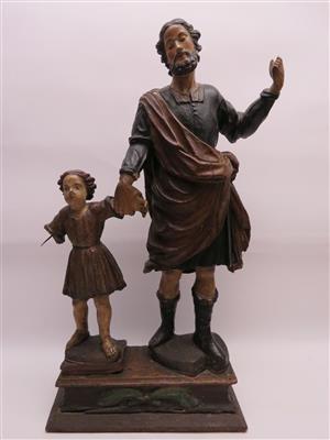 Hl. Joseph mit Jesusknaben, 18. Jahrhundert - Schmuck, Kunst und Antiquitäten