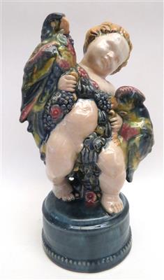 Putto mit zwei Papageien, 1. Hälfte 20. Jahrhundert - Schmuck, Kunst und Antiquitäten