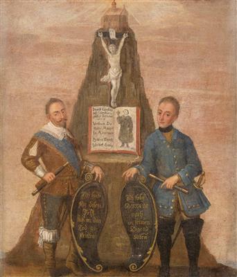 Bekenntnisbild aus dem 30-jährigen Krieg, für König Gustav II., Adolf von Schweden, 17./18. Jahrhundert - Klenoty, umění a starožitnosti