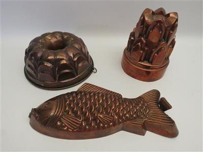 Drei Kupfermodel Backformen - Schmuck, Kunst und Antiquitäten