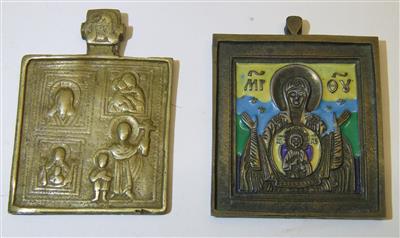 Zwei Ikonen-Anhänger, Russisch, 19. Jahrhundert bzw. um 1900 - Jewellery, antiques and art