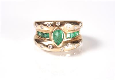 Brillant-Smaragdring - Jewellery, antiques and art