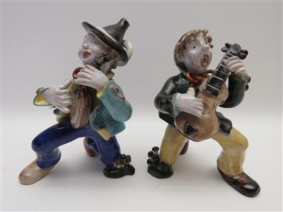 Zwei Gratulanten mit Mandoline und Gitarre, Anzengruber Keramik, Wien um 1950 - Schmuck, Kunst und Antiquitäten