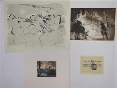 Vier Grafiken: Kurt Absolon; Edmont Kies; Heinz Göbel; Ines Höllwarth - Salzburger Grafiksommer
