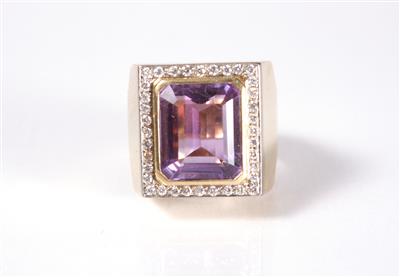 Brillant-Amethystring ca. 0,45 ct - Schmuck, Kunst und Antiquitäten