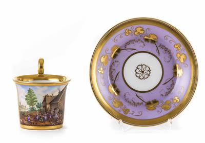 Tasse mit Untertasse, Porzellanfabrik Wahliss, Wien Ende 19. Jahrhundert - Jewellery, antiques and art