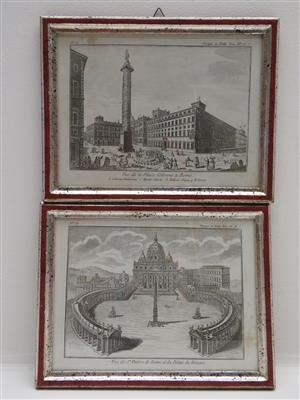 Konvolut von 2 barocken Ansichten der Stadt Rom: a) - Jewellery, antiques and art