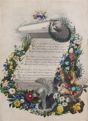 Akrostichon-Sonett "Vergiss mein nicht", um 1820/30 - Klenoty, umění a starožitnosti