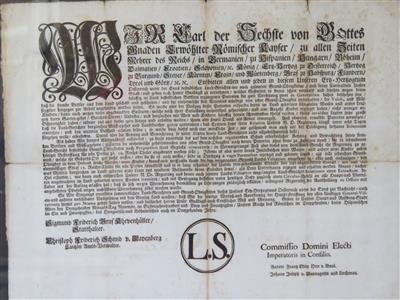 Patent (Regierungsdruck als Flugblatt) Kaiser Karl VI., Wien, 13. Nov. 1723 - Gioielli, arte e antiquariato