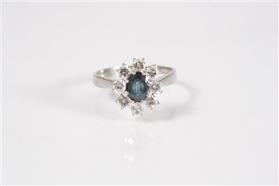 Brillant-Saphirring zus. ca. 0,70 ct - Schmuck, Kunst und Antiquitäten