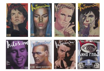 Andy Warhol's "Interview" (gegründet 1969 mit John Wilcock), Zeitschriften-Sammlung von 55 Stück: - Arte, antiquariato e gioielli