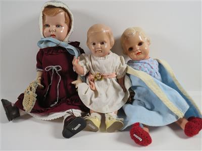 3 alte Celloid-Puppen, ca. 1920-1930 - Umění, starožitnosti a šperky