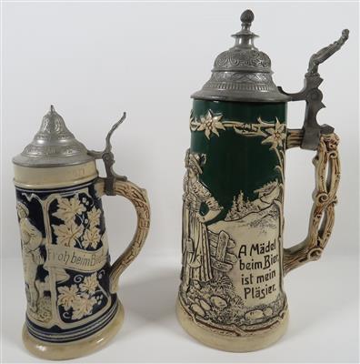 2 Bierkrüge, Ende 19. Jahrhundert - Kunst, Antiquitäten und Schmuck
