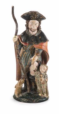 Miniatur-Statuette, Hl. Rochus, Deutsch, 17. Jahrhundert - Arte, antiquariato e gioielli